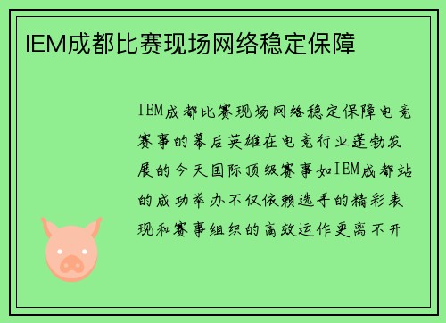 IEM成都比赛现场网络稳定保障