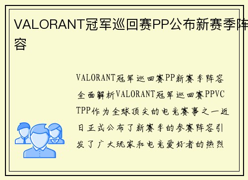 VALORANT冠军巡回赛PP公布新赛季阵容