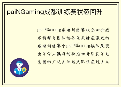 paiNGaming成都训练赛状态回升